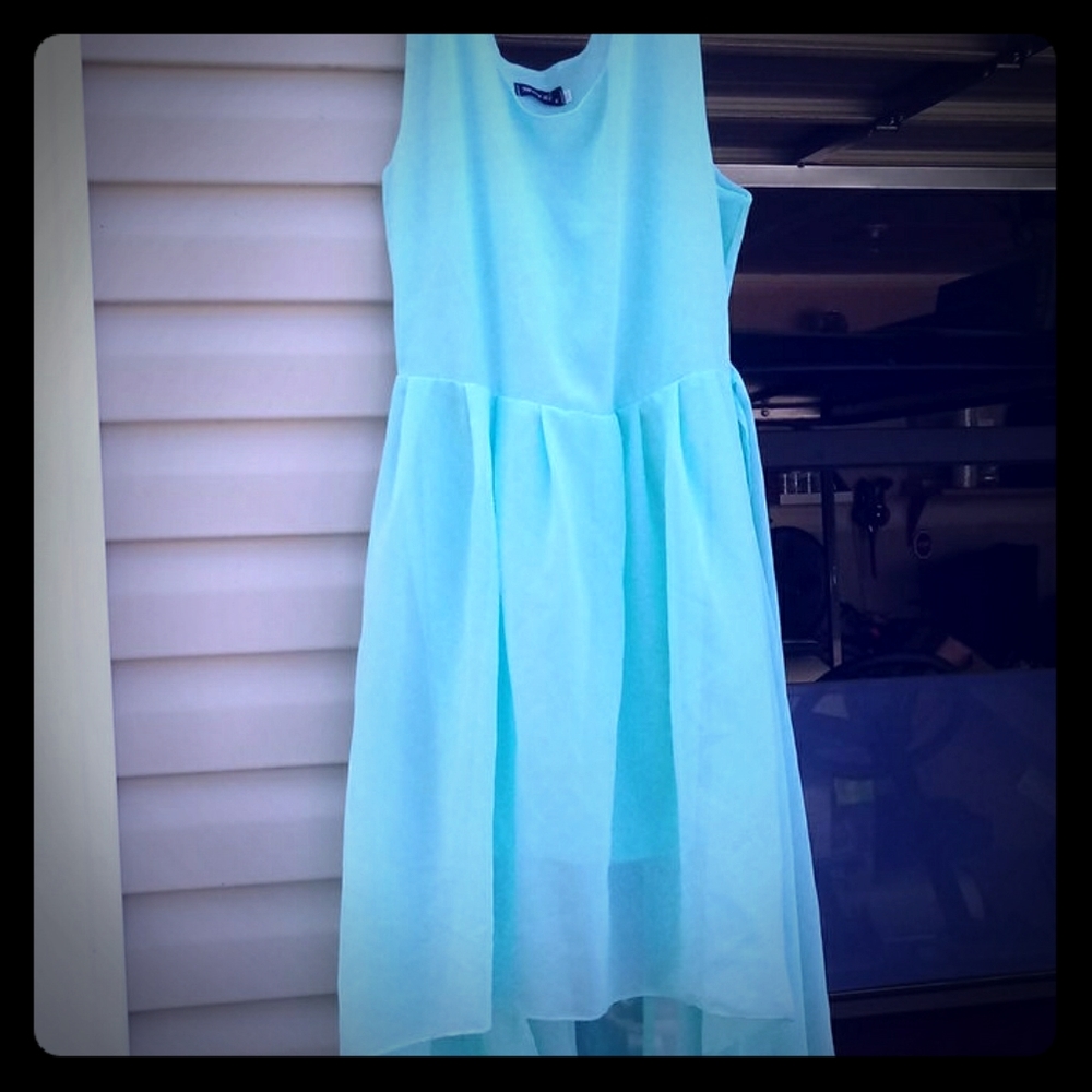 Light blue high low sleeveless summer dress - Picture 1 of 3
